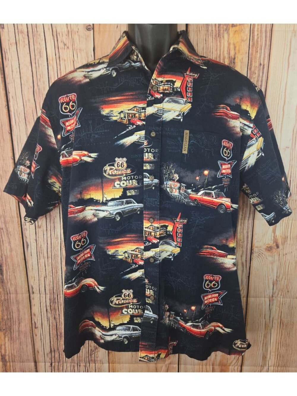 Magellan Vintage Route 66 Short Sleeve Shirt Size Medium